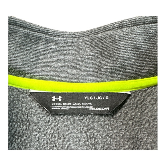 Under Armour 1/4 Zip Youth Size Large Gray With Neon Green Logo - Picture 6 of 8